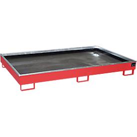 Bauer Regalwanne RW 2200-2 PE, mit PE-Einsatz, L 2165 x B 1315 x H 510 mm, feuerrot RAL 3000