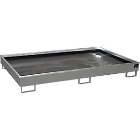 Bauer Regalwanne RW 2200-2 PE, mit PE-Einsatz, L 2165 x B 1315 x H 510 mm, mausgrau RAL 7005