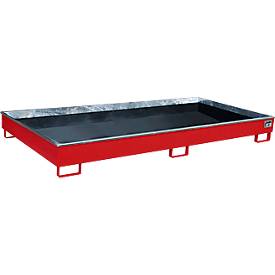 Bauer Regalwanne RW 2700-1 PE, mit PE-Einsatz, L 2665 x B 1315 x H 210 mm, feuerrot RAL 3000