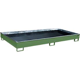 Bauer Regalwanne RW 2700-1 PE, mit PE-Einsatz, L 2665 x B 1315 x H 210 mm, resedagrün RAL 6011