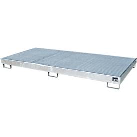 Bauer Regalwanne RW-GR 2700-1 PE, mit PE-Einsatz und Gitterrost, L 2665 x B 1315 x H 210 mm, feuerverzinkt