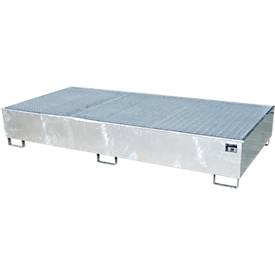 Bauer Regalwanne RW-GR 2700-3 PE, mit PE-Einsatz, mit Gitterrost, L 2665 x B 1315 x H 440 mm, feuerverzinkt
