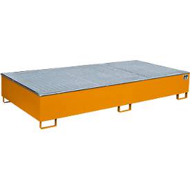 Bauer Regalwanne RW-GR 2700-3 PE, mit PE-Einsatz, mit Gitterrost, L 2665 x B 1315 x H 440 mm, gelborange RAL 2000
