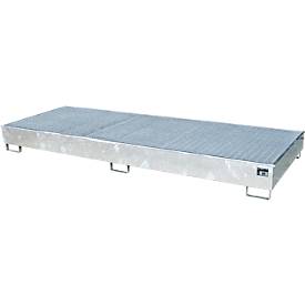 Bauer Regalwanne RW-GR 3300-2 PE - Stahl, 3262 x 1312 x 267 mm, 540 l Auffangvolumen, mit Gitterrost und PE-Einsatz