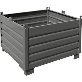 Bauer Sammelbehälter-System SBS 1000, L 1200 x B 1200 x H 850 mm, bis zu 3-fach stapelbar, lackiert, mit Transportwagen, mausgrau RAL 7005