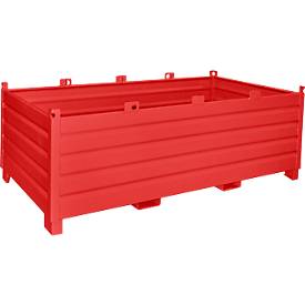 Bauer Sammelbehälter-System SBS 2000, L 1200 x B 2400 x H 850 mm, bis zu 3-fach stapelbar, lackiert, mit Transportwagen, feuerrot RAL 3000