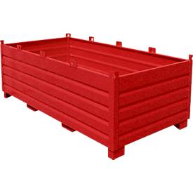 Bauer Sammelbehälter-System SBS 2000, L 1200 x B 2400 x H 850 mm, bis zu 3-fach stapelbar, lackiert, mit Transportwagen, feuerrot RAL 3000