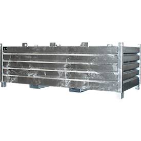 Bauer Sammelbehälter-System SBS 2000, L 1200 x B 2400 x H 850 mm, bis zu 3-fach stapelbar, lackiert, mit Transportwagen, feuerverzinkt