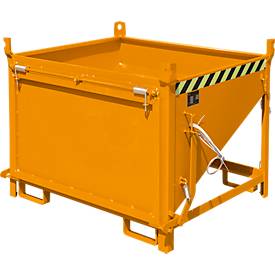 Bauer Silobehälter SGK 50, Zugseil-Entleerung, L 1000 x B 1200 x H 935 mm, 0,5 m³, bis 750 kg, Stahlblech, Gelborange