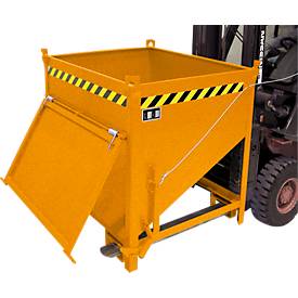 Bauer Silobehälter SGK 75, Zugseil-Entleerung, L 1000 x B 1200 x H 1170 mm, 0,75 m³, bis 1000 kg, Stahl, Gelborange