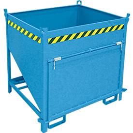 Bauer Silobehälter SGK 75, Zugseil-Entleerung, L 1000 x B 1200 x H 1170 mm, 0,75 m³, bis 1000 kg, Stahl, Lichtblau
