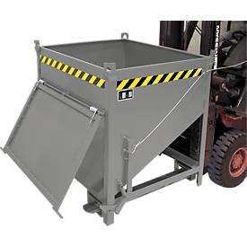 Bauer Silobehälter SGK 75, Zugseil-Entleerung, L 1000 x B 1200 x H 1170 mm, 0,75 m³, bis 1000 kg, Stahl, Mausgrau