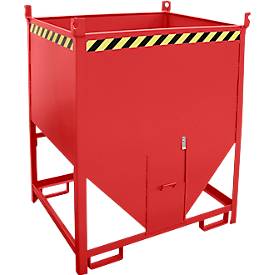 Bauer Silobehälter SGS 100, mit Schieberverschluss, L 1000 x B 1200 x H 1495 mm, 1 m³, bis 1500 kg, Stahl, Feuerrot