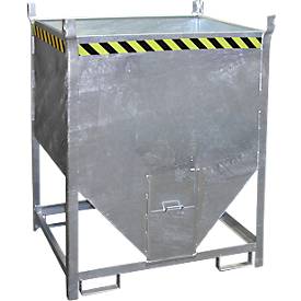 Bauer Silobehälter SGS 100, mit Schieberverschluss, L 1000 x B 1200 x H 1495 mm, 1 m³, bis 1500 kg, Stahl, feuerverzinkt