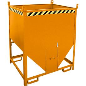 Bauer Silobehälter SGS 100, mit Schieberverschluss, L 1000 x B 1200 x H 1495 mm, 1 m³, bis 1500 kg, Stahl, Gelborange