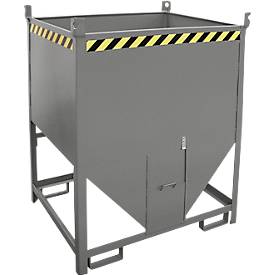 Bauer Silobehälter SGS 100, mit Schieberverschluss, L 1000 x B 1200 x H 1495 mm, 1 m³, bis 1500 kg, Stahl, Mausgrau