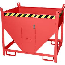 Bauer Silobehälter SGS 50, mit Schieberverschluss, L 1000 x B 1200 x H 1025 mm, 0,5 m³, bis 750 kg, Stahl, Feuerrot