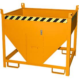 Bauer Silobehälter SGS 50, mit Schieberverschluss, L 1000 x B 1200 x H 1025 mm, 0,5 m³, bis 750 kg, Stahl, Gelborange