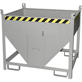 Bauer Silobehälter SGS 50, mit Schieberverschluss, L 1000 x B 1200 x H 1025 mm, 0,5 m³, bis 750 kg, Stahl, Mausgrau