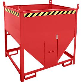 Bauer Silobehälter SGS 75, mit Schieberverschluss, L 1000 x B 1200 x H 1260 mm, 0,75 m³, bis 1000 kg, Stahl, Feuerrot