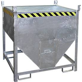 Bauer Silobehälter SGS 75, mit Schieberverschluss, L 1000 x B 1200 x H 1260 mm, 0,75 m³, bis 1000 kg, Stahl, feuerverzinkt