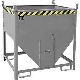 Bauer Silobehälter SGS 75, mit Schieberverschluss, L 1000 x B 1200 x H 1260 mm, 0,75 m³, bis 1000 kg, Stahl, Stahlblech, Mausgrau