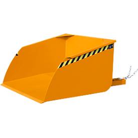 Bauer Staplerschaufel BSI 100, Seilzug-Entriegelung, L 1810 × B 1330 × H 810 mm, 1 m³, bis 1500 kg, Stahl lackiert, gelborange