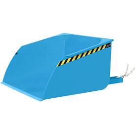 Bauer Staplerschaufel BSI 100, Seilzug-Entriegelung, L 1810 × B 1330 × H 810 mm, 1 m³, bis 1500 kg, Stahl lackiert, lichtblau