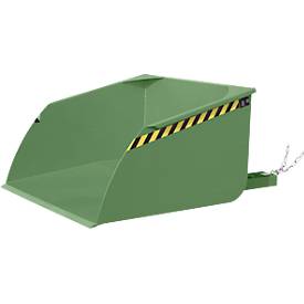 Bauer Staplerschaufel BSI 100, Seilzug-Entriegelung, L 1810 × B 1330 × H 810 mm, 1 m³, bis 1500 kg, Stahl lackiert, resedagrün