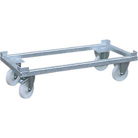 Bauer Transportwagen TW 1000 für Sammelbehälter-System SBS 1000, 2 Lenk- und 2 Bockrollen, B 1200 × T 1200 × H 315 mm, Stahl feuerverzinkt
