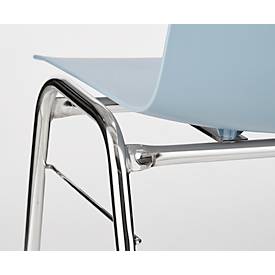 BAVARIA Stapelstuhl 71220-21, ergonomische Sitzform, Stahl-Rundrohr, schwer entflammbar, B 500 x T 550 x H 860 mm, hellblau/chrom
