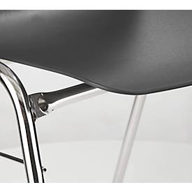 BAVARIA Stapelstuhl 71220-21, ergonomische Sitzform, Stahl-Rundrohr, schwer entflammbar, B 500 x T 550 x H 860 mm, schiefergrau/chrom