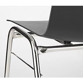 BAVARIA Stapelstuhl 71220-21, ergonomische Sitzform, Stahl-Rundrohr, schwer entflammbar, B 500 x T 550 x H 860 mm, schiefergrau/chrom