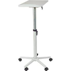 Beamertisch MAULpro, bis zu 30 kg, stufenlos höhenverstellbar, 10° neigbar, 5 Bremsrollen, Platte B 350 x T 500 mm, hellgrau