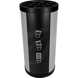 Bechersammler JUNIOR Schwarz, Einwurföffnung 80 mm, 10 Röhren