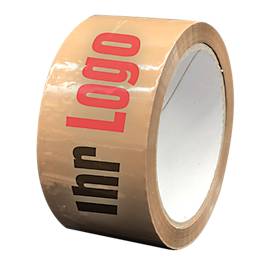 Bedrucktes PVC-Packband, 2-farbiger Druck, braun, 144 Rollen