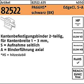 Befestigungsbinder R 8252 2 Edgecl. 4,6x200/45 PA66 HS sw SA 500St HELLERMANN