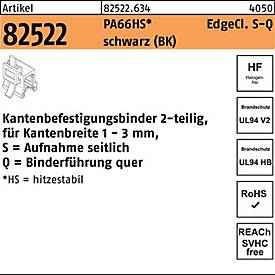 Befestigungsbinder R 8252 2 Edgecl. 4,6x200/45 PA66 HS sw SQ 500St HELLERMANN