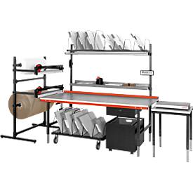 Befestigungsholm für Pack- und Arbeitstisch Rocholz System 2000, 2 Stück, Höhe über Tisch 1085 mm, hellgrau