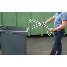 Behälterträger Mottez, für alle Arten von Behältern, 2 Stellungen, mit Rollen, B 670 x T 370 x H 200 mm, Stahl verzinkt, weiß