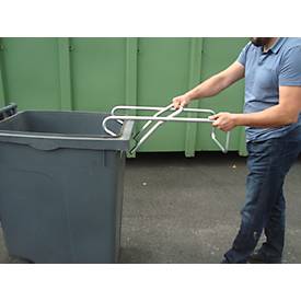 Behälterträger Mottez, für alle Arten von Behältern, 2 Stellungen, mit Rollen, B 670 x T 370 x H 200 mm, Stahl verzinkt, weiß