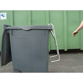 Behälterträger Mottez, für alle Arten von Behältern, 2 Stellungen, mit Rollen, B 670 x T 370 x H 200 mm, Stahl verzinkt, weiß