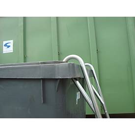 Behälterträger Mottez, für alle Arten von Behältern, 2 Stellungen, mit Rollen, B 670 x T 370 x H 200 mm, Stahl verzinkt, weiß