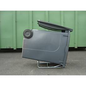 Behälterträger Mottez, für alle Arten von Behältern, 2 Stellungen, mit Rollen, B 670 x T 370 x H 200 mm, Stahl verzinkt, weiß