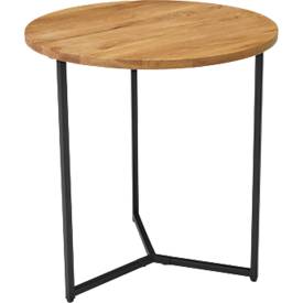 Beistelltisch HAKU, Eiche, Massivholz, geölt, Stahlrohr-Gestell, Ø 500 x H 500 mm, schwarz