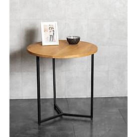Beistelltisch HAKU, Eiche, Massivholz, geölt, Stahlrohr-Gestell, Ø 500 x H 500 mm, schwarz