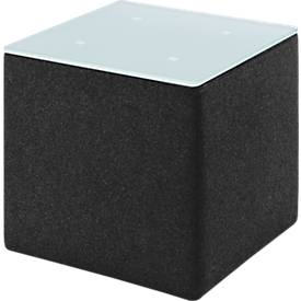 Beistelltisch Wall In, B 410 x T 410 mm, ESG Milchglasplatte, mit Bodengleitern, anthrazit