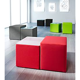 Beistelltisch Wall In, B 410 x T 410 mm, ESG Milchglasplatte, mit Bodengleitern, schwarz