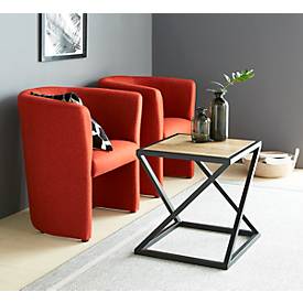 Beistelltisch X, Quadratform, X-Fuß-Gestell, B 500 x T 500 x H 530 mm, desinfektionsmittelbeständig, Eiche Rustique