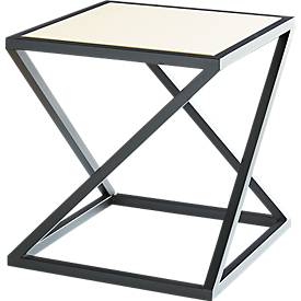 Beistelltisch X, Quadratform, X-Fuß-Gestell, B 500 x T 500 x H 530 mm, desinfektionsmittelbeständig, weiß Feinstruktur